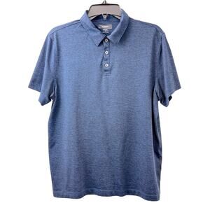 Alfani Stretch Blue Polo Shirt Classic Versatile Wardrobe Staple Marled Knit
